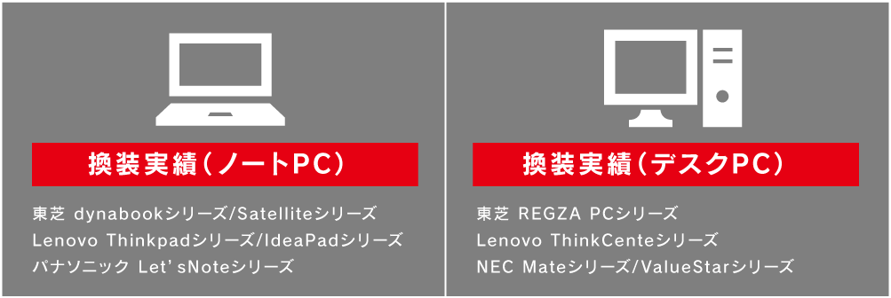 換装実績(ノートPC/デスクPC)