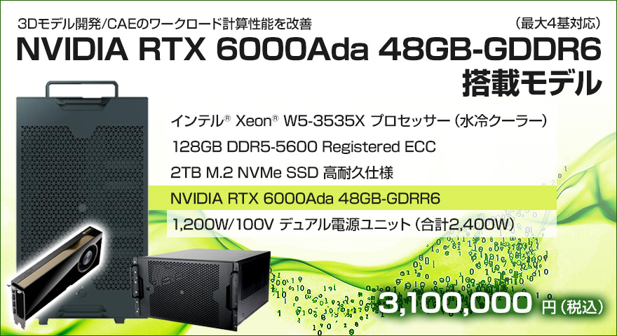 NVIDIA RTX 6000Ada 48GB-GDDR6 搭載モデル